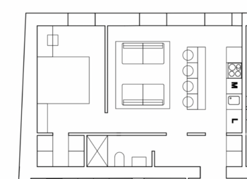 půdorys - Pronájem bytu 2+kk v družstevním vlastnictví 45 m², Prachatice