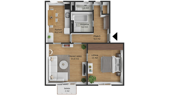 Prodej bytu 2+1 v osobním vlastnictví 58 m², Tábor