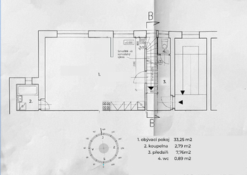 půdorys spodek - Prodej bytu 4+kk v osobním vlastnictví 108 m², Praha 5 - Radlice