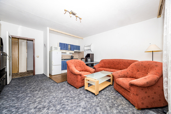 Obývací pokoj s kuchyňským koutem - Prodej bytu 2+kk v družstevním vlastnictví 49 m², Teplice