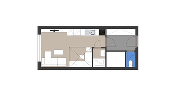 plánek byt  - Prodej bytu 1+kk v osobním vlastnictví 23 m², Praha 8 - Karlín
