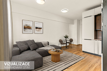 Obývací pokoj vizualizace - Prodej bytu 3+kk v osobním vlastnictví 61 m², Pardubice