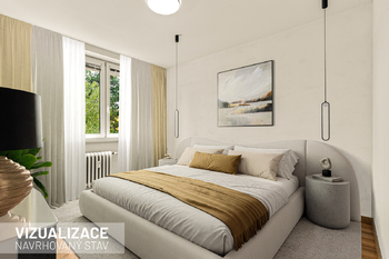 Ložnice vizualizace - Prodej bytu 3+kk v osobním vlastnictví 61 m², Pardubice