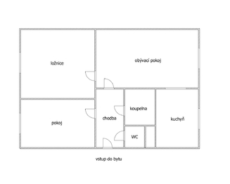 orientační půdorys - Prodej bytu 3+1 v osobním vlastnictví 57 m², Kladno