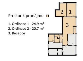 Půdorys - Pronájem komerčního prostoru 84 m², Praha 4 - Nusle