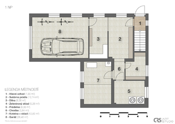 půdorys suterén - Prodej domu 102 m², Dubá