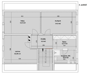 orientační půdorys 2. podlaží - Prodej domu 208 m², Přední Výtoň