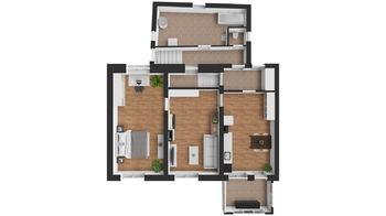 3D půdorys - Prodej domu 85 m², Zbiroh