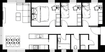 přibližný půdorys - Prodej domu 79 m², Koloveč