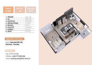 Prodej bytu 2+1 v družstevním vlastnictví 57 m², Ostrava