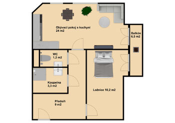 Pronájem bytu 2+kk v osobním vlastnictví 54 m², Strančice