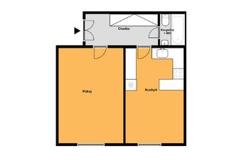 Plánek bytu - Pronájem bytu 1+1 v osobním vlastnictví 43 m², Praha 7 - Holešovice