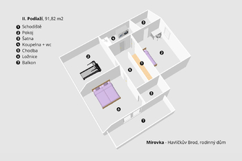 rozložení 2. NP ... - Prodej domu 178 m², Havlíčkův Brod