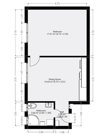 Půdorys. - Pronájem bytu 2+kk v osobním vlastnictví 45 m², Jindřichův Hradec