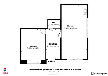 Půdorys - Pronájem skladovacích prostor 70 m², Chodov