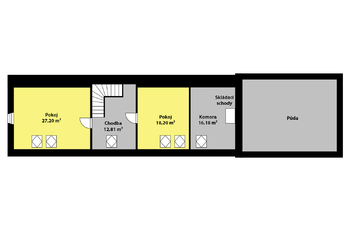 Orientační půdorys 2. NP - Prodej domu 186 m², Radovesnice II