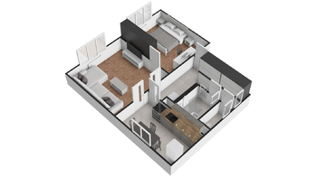 3D - Prodej bytu 2+1 v osobním vlastnictví 53 m², Praha 6 - Veleslavín