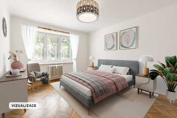 Ložnice vizualizace - Prodej bytu 2+1 v osobním vlastnictví 53 m², Praha 6 - Veleslavín