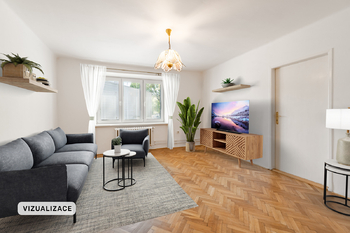 Obývací pokoj vizualizace - Prodej bytu 2+1 v osobním vlastnictví 53 m², Praha 6 - Veleslavín