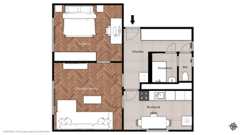 2D - Prodej bytu 2+1 v osobním vlastnictví 53 m², Praha 6 - Veleslavín