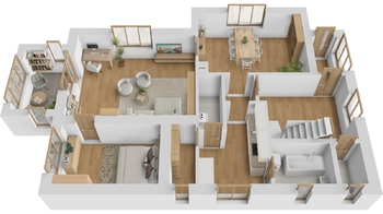 Prodej rodinného domu, Sopotnice - vizualizace 1. NP - Prodej domu 152 m², Sopotnice