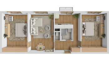 Půdorys bytu 3+1 - Prodej bytu 3+1 v osobním vlastnictví 74 m², Hradec Králové