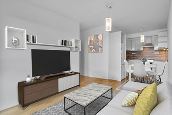obývací pokoj - vizualizace - Prodej bytu 2+kk v osobním vlastnictví 45 m², Praha 10 - Uhříněves