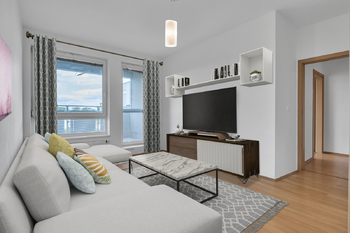 obývací pokoj - vizualizace - Prodej bytu 2+kk v osobním vlastnictví 45 m², Praha 10 - Uhříněves