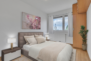 ložnice - vizualizace - Prodej bytu 2+kk v osobním vlastnictví 45 m², Praha 10 - Uhříněves