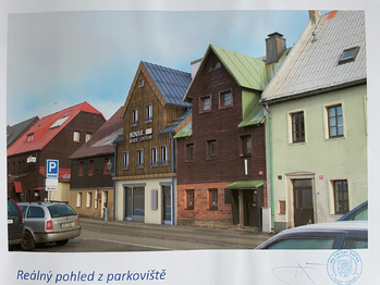 Studie-pohled od parkoviště - Prodej domu 150 m², Boží Dar
