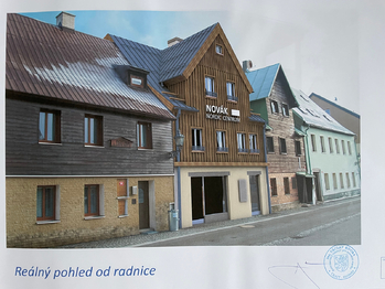 Studie-pohled od radnice - Prodej domu 150 m², Boží Dar