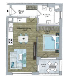 Pronájem bytu 2+kk v družstevním vlastnictví 56 m², Praha 9 - Hloubětín