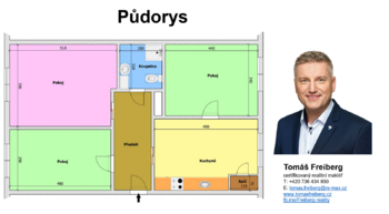 Půdorys - Pronájem bytu 3+1 v osobním vlastnictví 73 m², Písek