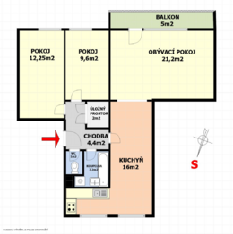 Pronájem bytu 3+1 v osobním vlastnictví 73 m², Praha 4 - Záběhlice