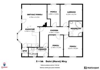 Půdorys domu - Prodej domu 120 m², Dolní Nivy