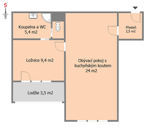 Pronájem bytu 2+kk v osobním vlastnictví 46 m², Tábor