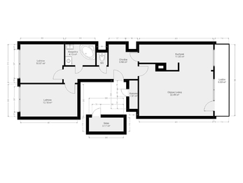 3. 2D okótovaný půdorys bytu - Pronájem bytu 3+1 v družstevním vlastnictví 82 m², Praha 8 - Bohnice
