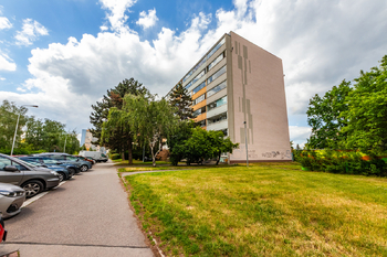 19. Pohled na dům v ulici Štětínská - Pronájem bytu 3+1 v družstevním vlastnictví 82 m², Praha 8 - Bohnice
