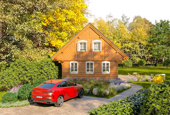 vizualizace roubenky - Prodej pozemku 2538 m², Janovice v Podještědí