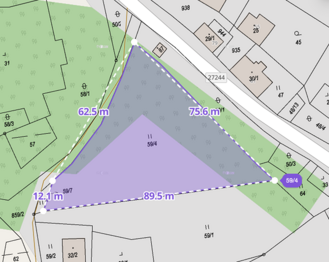 rozměry pozemku - Prodej pozemku 2538 m², Janovice v Podještědí