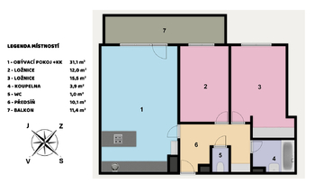 Pronájem bytu 3+kk v osobním vlastnictví 78 m², Praha 4 - Háje