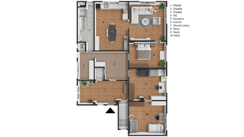 Vizualizace půdorysu přízemí - Prodej domu 265 m², Svatá