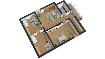 Půdorys obytného podkroví a půdy - Prodej domu 261 m², Kostelec nad Orlicí