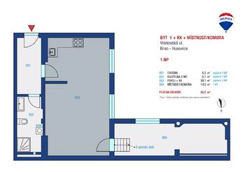 Prodej bytu 2+kk v osobním vlastnictví 56 m², Brno