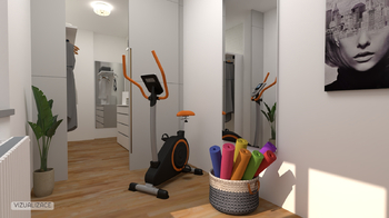 VIZUALIZACE - domácí posilovna - Prodej bytu 2+kk v osobním vlastnictví 56 m², Brno