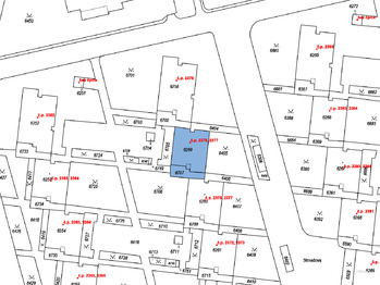 snímek z katastrální mapy - Prodej bytu 4+1 v osobním vlastnictví 87 m², Brno