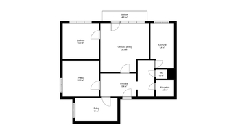2D půdorys - Prodej bytu 4+1 v osobním vlastnictví 87 m², Brno