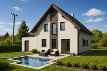 Vizualizace RD - zahrada - Prodej pozemku 1166 m², Hradištko