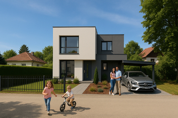 Vizualizace rodinného domu - Prodej pozemku 1166 m², Hradištko