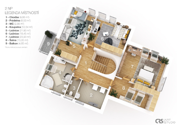 druhé podlaží - Prodej domu 286 m², Bradlec